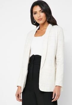 Buy Tweed Pocket Front Detail Long Sleeves Jacket Multicolour in Saudi Arabia