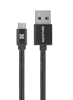 Buy Heavy Mesh-Armored Micro-USB Sync Charge Cable For Samsung/Huawei/HTC/LG, Linkmate-U2M Black in UAE