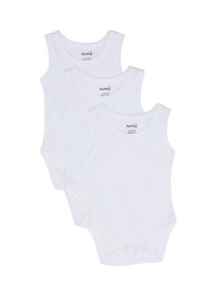 Buy 3-Piece Sleeveless Bodysuit Set White in UAE