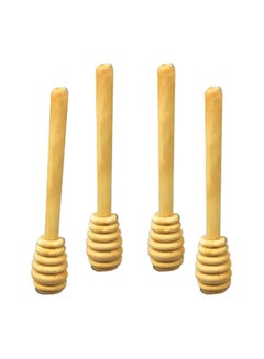 Buy 4-Piece Wooden Honey Spoons Beige in UAE