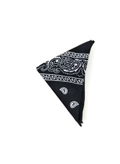 Buy Square Paisley Head Wrap Scarf Black/White in Saudi Arabia