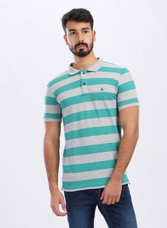 Buy Short Sleeves Polo T-Shirt Turquoise/Grey in Egypt