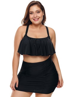 Buy 2-Piece Original Design Breathable Bikini Swimwear Set Black in UAE