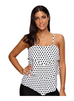 Buy Beach Tank Dots Pattern Ruffles Decor Swimwear White in Saudi Arabia