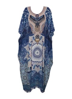 Buy Fashion Floral Pattern Batwing Sleeve Cover Up Dress Multicolor in Saudi Arabia