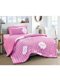 Buy 3-Piece Winter ComforterSet Fabric Pink/Black/White SingleSize in Saudi Arabia