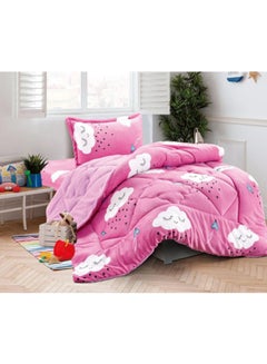 Buy 3-Piece Winter ComforterSet Fabric Pink/Black/White SingleSize in Saudi Arabia