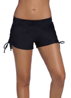 Buy Swimming Boxer Shorts Solid Low Waist Beach Swimwear Black in Saudi Arabia