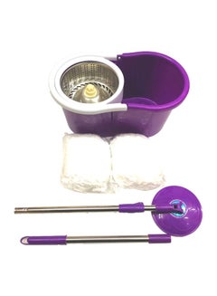 Buy Cleaning Mop With Bucket Purple/White/Silver 60centimeter in UAE