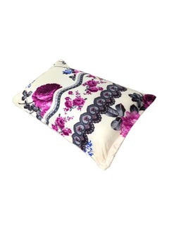 Buy Printed Pillow Cover Velvet White/Pink/Grey 50x75centimeter in Saudi Arabia