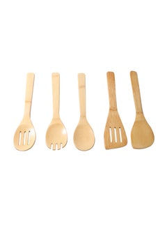 Buy 5-Piece Bamboo Utensil Set Beige 33x31x19.5cm in UAE