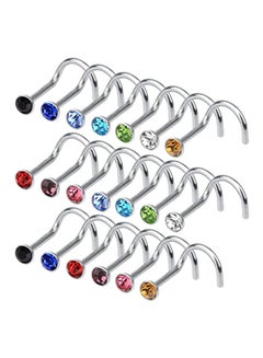 Buy 20-Piece Stainless Steel Rhinestone Studded Nose Ring in UAE