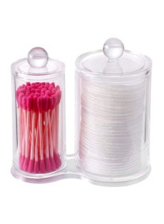 Buy Cotton Pad Holder With Swab Jar Clear in UAE