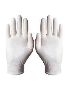 Buy 100-Piece Powder Free Hand Gloves Set White L in Saudi Arabia