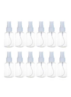 Buy Pack Of 12 Plastic Empty Spray Bottles Clear/White 75ml in Saudi Arabia