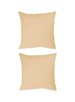 Buy 2- Piece Soft Plain Color Cushion Beige 45x45centimeter in Saudi Arabia