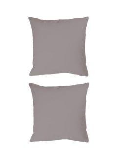 Buy 2-Piece Soft Plain Color Cushion Grey 45 x 45centimeter in Saudi Arabia