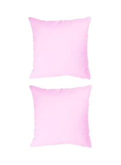 Buy 2-Piece Soft Plain Color Cushion Pink 45x45centimeter in Saudi Arabia