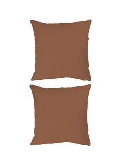 Buy 2- Piece Soft Plain Color Cushion Brown 45x45centimeter in Saudi Arabia