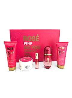 Buy VIP Rose Pink 5pcs Set 80ml Perfume + 
120ml Shower Gel + 
120ml Body Lotion + 
15ml Perfume + 
50g Lady Powder in Saudi Arabia
