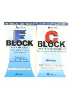 اشتري مجموعة مكملات غذائية سي بلوك لمنع امتصاص الكربوهيدرات وإف بلوك لمنع امتصاص الدهون - 90 كبسولة في السعودية