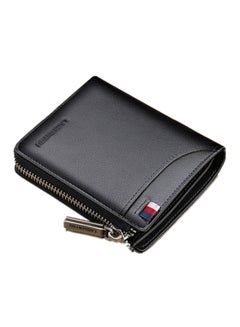 Buy Leather Zipper Multifunction Leisure Wallet Black in UAE
