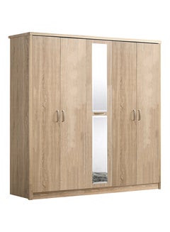 Buy 5-Doors Wardrobe with Mirror Beige in Saudi Arabia