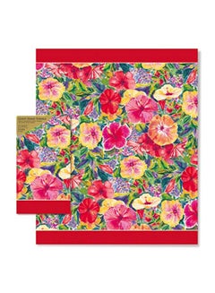 Buy Pack Of 15 Hibiscus Printed Paper Guest Hand Towel Pink Red Green 4.25x6inch in Saudi Arabia