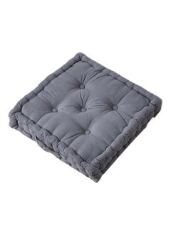 Buy Tufted Floor Cushion Cotton Grey 50 x 50 x 10cm in Saudi Arabia