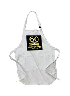 Buy 60th Birthday And Anniversary Celebration Printed Apron With Pockets White in Egypt