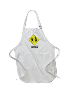 Buy Beware Of Sasquatch Printed Apron With Pockets White in Egypt