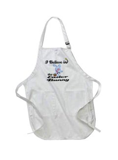 Buy I Believe In Easter Bunny Printed Apron With Pockets White in Egypt