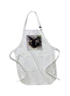 Buy Siamese Cat Printed Apron With Pockets White in Egypt