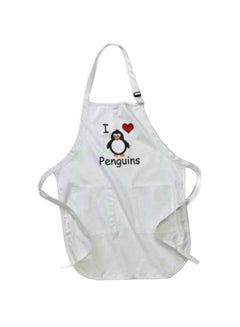 Buy I Love Penguins Printed Apron With Pockets White in Egypt