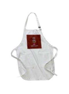 Buy Keep Calm And Eat Chocolate Printed Apron With Pockets White in Egypt