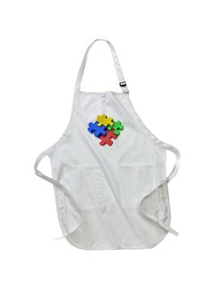 Buy Colorful Puzzle Design Autism Printed Apron With Pockets White in Egypt