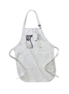 Buy Cat Hiding Behind Bass Guitar Printed Apron With Pockets White in Egypt