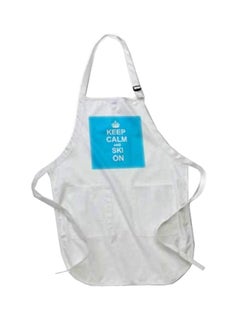 Buy Keep Calm And Ski On Printed Apron With Pockets White in Egypt