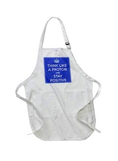 Buy Think Like A Proton And Stay Positive Printed Apron With Pockets White 22 x 24inch in Egypt