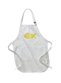 Buy Christian Fish Symbol Printed Apron Pouch Pockets White 22 x 30inch in Egypt