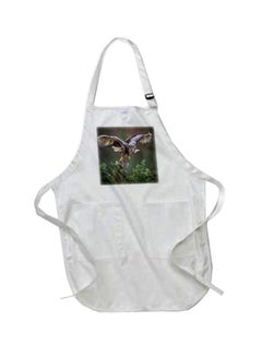 Buy Barred Owl Printed Apron With Pouch Pockets White 22 x 24inch in Egypt