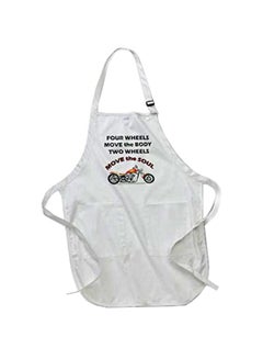 Buy Four Wheels Move The Body Two Soul Printed Apron With Pockets White 22 x 30inch in Egypt