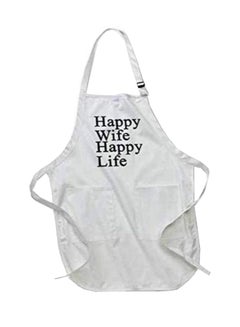 اشتري مريلة بجيوب مطبوع عليها "Happy Wife Happy Life" أبيض 22 x 30بوصة في مصر