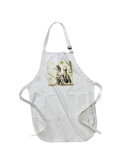 Buy French Couple And Mistletoe Printed Apron With Pockets White 22 x 30inch in Egypt