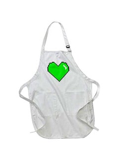 Buy Pixel Heart Printed Apron With Pockets White 22 x 30inch in Egypt