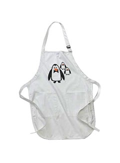 Buy Three Penguins Cartoon Printed Apron With Pockets White 22 x 30inch in Egypt