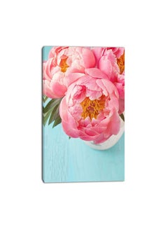 Buy Bunch Of Light Pink Peony Flowers Canvas Wall Art Multicolour 16 x 32inch in UAE