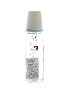 Buy Peristaltic Nipple Glass Feeding Bottle, 240 mL - Clear/White/Blue in Saudi Arabia