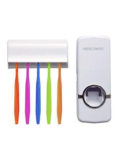 Buy Automatic Toothpaste Dispenser And Toothbrush Holder White 7.2x2.5x8.5inch in Saudi Arabia