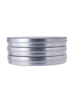 Buy 3-Piece Round Basbuosa Tray With Lid Silver 10inch in UAE